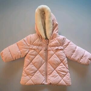 Rokka&Rolla BabyGirls' Soft Mini Fur Lined Puffer Jacket Hooded Winter Coat 6-9m